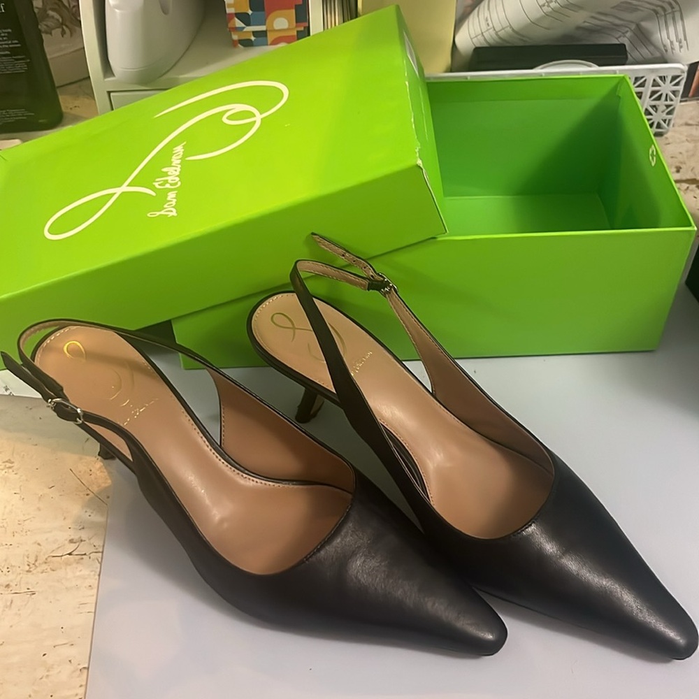 Bianka Sling, Black Leather 9 &1/2 *worn once*